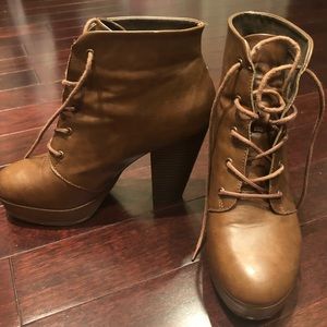 Brown leather booties